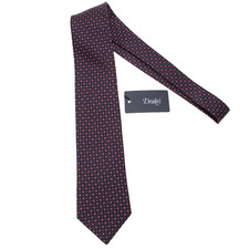 Drake's NWT Neck Tie in Navy with Red/Blue/White Geometric Pattern 100% Silk picture