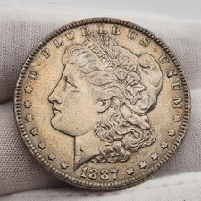 1887 P Morgan Silver Dollar $1 AU Almost Unc Philadelphia Mint US Coin Mrg87ceX picture
