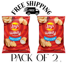 (PACK OF 2) Lay's Wavy Original Potato Chips, Party Size, 13 oz Bag picture