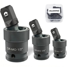3 PC Pneumatic Impact Universal Joint Socket Set Swivel Ball 1/2