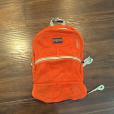 JanSport Orange/Gray Mesh Unisex Kids Backpack Zip Closure Adjustable Straps picture