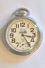 Vintage Silver Tone Railroad Conductor Pocket Watch Arnex 17 Jewel Mechanical picture