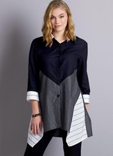 McCall 7751 Sz 6-22 Loose Long Button Shirt Handkerchief Hem Yoke Plus Pattern picture