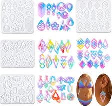 4Pcs Resin Earring Molds, Geometric Resin Jewelry Molds with Hole, Irregular picture