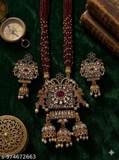 Indian Bollywood Gold Plated Mate Finish Necklace Set For Wedding  Party Wear picture