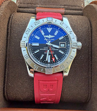 Breitling Avenger II GMT 41mm Black Dial Auto 24-Hr Bezel Red Rubber picture