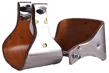 Showman Polished Stainless Steel Covered Wood Stirrups w/ 5