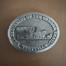 Vintage Eddyville Iowa Belt Buckle The Beginning Of The Oregon Trail Made In USA picture