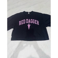 Black Pink RED DAGGER Graphic Cropped Tee Y2K Streetwear picture