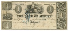 1842 Bank of Auburn New York NY $1 Obsolete Haxby Plate Note (67933) picture