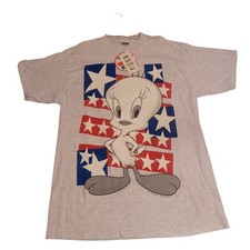 Vintage 1995 Warner Bros Loony Tunes Tweety Bird XL Cotton Gray T-Shirt NWT  picture