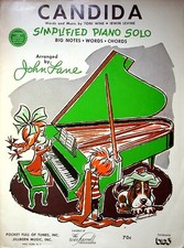 VINTAGE CANDIDA BY TONI WINE IRWIN LEVINE SIMPLIFIED PIANO SOLO ~ MUSIC SHEETS picture