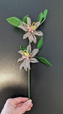 Long stem of Vintage French beaded flowers - Grayish Champagne Pink Petals picture