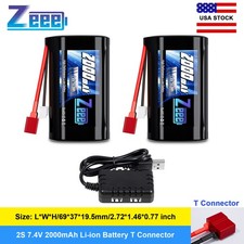 2x Zeee 2S 2000mAh Li-ion Battery 7.4V T Connector with 7.4V Battery Charger picture