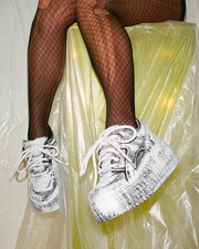 American Deadstock Y2K Blur Painted Platform Sneakers - Black/White picture