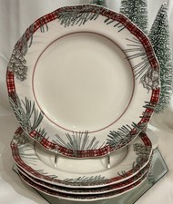 222 Fifth Mount Holly Green Plaid 10.75” Dinner Plate - Set of 4 picture