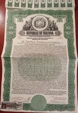 Bolivia 1922 Republic $ 1000 Dollars Gold RARE Uncancelled Bond Loan Coupons picture