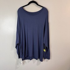 NWT Xersion Sweatshirt Shirt 1X Long Sleeve Blue Ruched Activewear Yoga Stretch picture