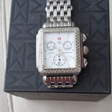 MICHELE Deco Diamond Bezel Chronograph Quartz White Dial Not Working... Battery? picture