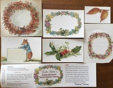 7 RARE MINT as New 1990s Tasha Tudor Illustrated Unused Bookplates and Stickers picture