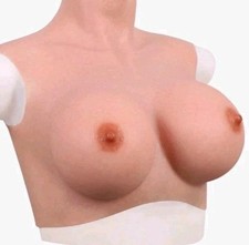 D cup silicone full breast plate for cosplay or crossdressing medium latte  picture