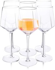 Hexagon Crystal Wine Glasses Set of 6 14oz Long Stem Hand Blown Lead-Free Gift picture
