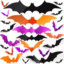 FANDAMEI 140PCS Halloween Bats Wall Decor, Bats Decoration, 5 Sizes 3 Colors Bat picture