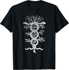 Vintage Snakes on Branch Magic Symbol T-Shirt - Unique Occult Design picture