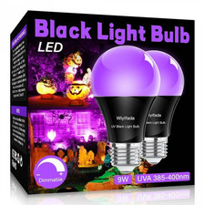 Dimmable A19 Black Light Bulb, 9W UV LED (100W Equivalent), 385nm for Halloween picture