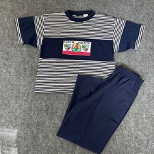 Vintage Gitano Collection South Pacific Striped Shirt and Pants Set Navy Small picture