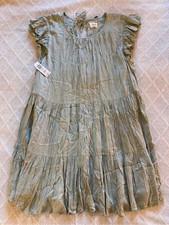 NWT Aritzia Wilfred Sidonie Tiered Babydoll Mini Dress Sage Green Ruffle Size picture
