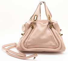 Chloe [Rank A] Paraty 2way Shoulder Hand Bag Purse Leather Dusty Pink Medium picture