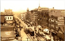 Broadway Aurora Illinois Railway Postcard Trolley Interurban Tram RPPC Reprint picture