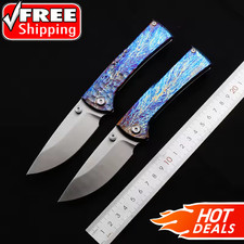 New TC4 Titanium Blue Anodized Sandblasted Custom Handle Outdoor EDC Pocketknife picture