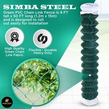 GREEN Chain Link Fence 4X50ft PVC Coated Galvanized Steel Fabric 11.5GA SIMBA picture