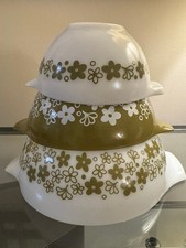 Pyrex Spring Blossom Cinderella 3 Nesting Bowls Crazy Daisy 441, 442, 443 MCM picture