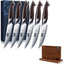 HOSHANHO 4.5in Steak Knives Set Japanese Carbon Steel Knife with Magnetic Holder picture