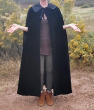 Vintage antique real cotton velvet formal cape cloak costume theater picture