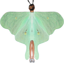 2 Pcs Halloween Moth Wings Costume Cape, Shawl Headband Women picture
