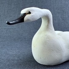 Bob Crane Swan Decoy 9” Vintage Hand Carved Painted Folk Art Peary Virginia picture