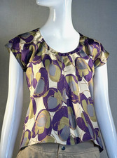 2004 MARNI Abstract Print Silk Foulard Top SIZE IT40 US6 S, Spring Summer VTG picture