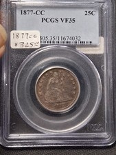 1877cc Seated Liberty Silver Quarter PCGS VF35 (Lot #10658) picture