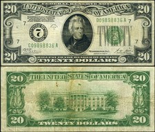 FR. 2051 G $20 1928-A Federal Reserve Note Chicago G-A Block VF picture