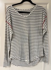 Lululemon Weekend Shirt Sz 10 Long Sleeve Top Gray Navy Stripe Thumbholes Womens picture