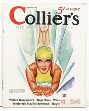 Original 1936 Collier's Magazine – Art Deco Woman Swimmer – Complete Issue picture