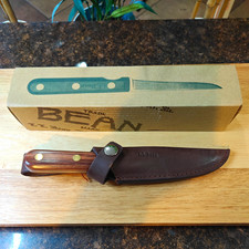 L.L.Bean Classic Trout Fixed Blade Knife Wood, Sheath Very Sharp picture