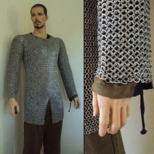 Medieval Metal Dome Riveted Long Sleeve Chainmail Shirt For Halloween Costum picture