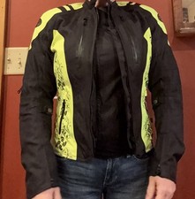 Joe Rocket Women's Small Armored Motorcycle Jacket Hi-Vis Yellow Black Floral picture