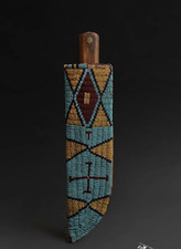 Indian Handmade Beaded Knife Cover Native American Sioux Hide Knife Sheath picture
