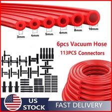 6PCS 5Ft Red Silicone Vacuum Hose line Kit with 113PCS Connectors For Porsche picture